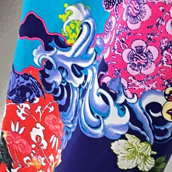 NATORI Blue Multicolor Floral Asian Print Wide Leg Lounge Pants - Picture 8 of 16